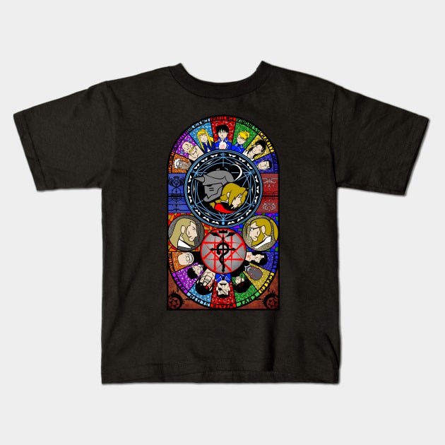 Fullmetal Alchemist Stained Glass Kids T-Shirt by KewlZidane